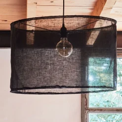 Lustre De Salle À Manger|Lustre*alinea Abat-jour cylindrique en lin D60cm - Noir