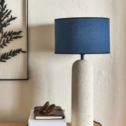 Abat-Jour Lampe|Abat-Jour Naturel*alinea Abat-jour cylindrique en lin D32cm - santorin Bleu