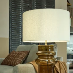 Abat-Jour Suspension*alinea Abat-jour cylindrique en tissu bouclette D50cm - Blanc