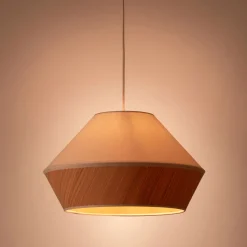 Abat-Jour Suspension|Abat-Jour Naturel*alinea Abat-jour en chêne et tissu D40cm - Blanc