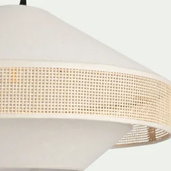 Abat-Jour Suspension|Abat-Jour Naturel*alinea Abat-jour en lin et cannage D50cm - Blanc