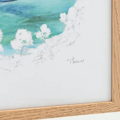 Toile, Tableau Et Affiche*alinea Aquarelle encadrée crique 38x53cm - Bleu