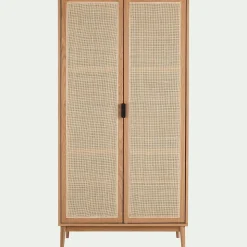 Armoire*alinea Armoire 2 portes battantes en bois et cannage H180cm - Bois clair