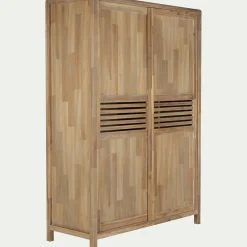 Armoire*alinea Armoire 2 portes coulissantes en acacia massif H203cm - bois clair Bois foncé