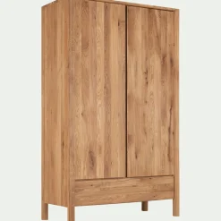 Armoire*alinea Armoire 2 portes et 1 tiroir en chêne massif H200cm - Bois clair