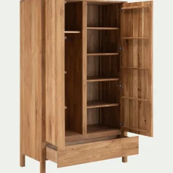 Armoire*alinea Armoire 2 portes et 1 tiroir en chêne massif H200cm - Bois clair