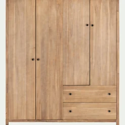 Armoire*alinea Armoire 4 portes et 2 tiroirs en acacia massif l190xh220cm - Bois clair