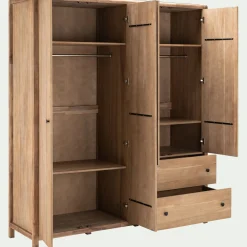Armoire*alinea Armoire 4 portes et 2 tiroirs en acacia massif l190xh220cm - Bois clair