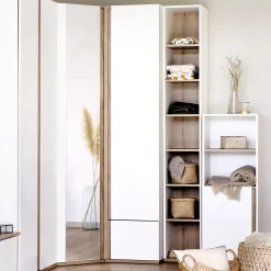 Dressing*alinea Armoire dressing avec 1 porte et 1 tiroir en bois effet chêne H235XL50cm - Blanc