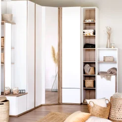 Dressing*alinea Armoire dressing d'angle avec 1 porte en bois effet chêne - H235xL96cm Blanc