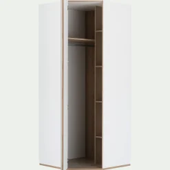 Dressing*alinea Armoire dressing d'angle avec 1 porte en bois effet chêne - H235xL96cm Blanc