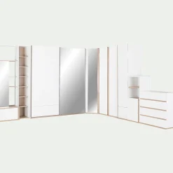 Dressing*alinea Armoire dressing d'angle avec 1 porte en bois effet chêne - H235xL96cm Blanc