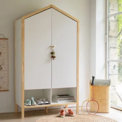 Armoire Enfant*alinea Armoire forme de maison en bois H185cm - Blanc
