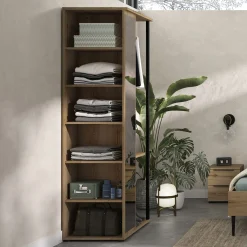 Dressing|Armoire*alinea Armoire ouverte avec miroir H210cm - Bois clair