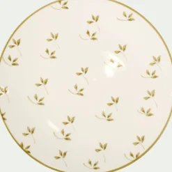Assiette*alinea Assiette à dessert à motif floral vert en faïence D22cm - Blanc