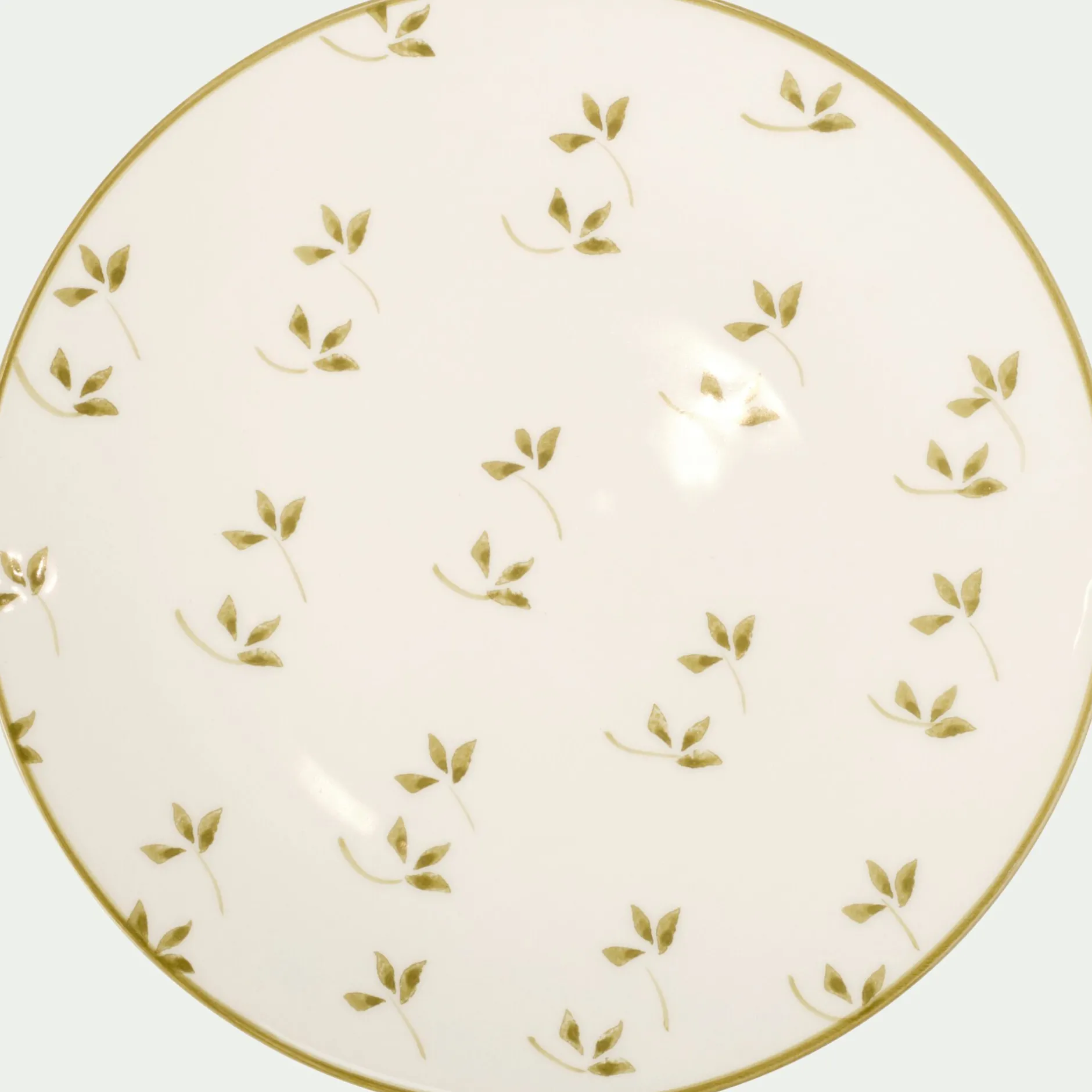 Assiette*alinea Assiette à dessert à motif floral vert en faïence D22cm - Blanc