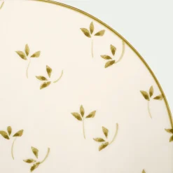 Assiette*alinea Assiette à dessert à motif floral vert en faïence D22cm - Blanc