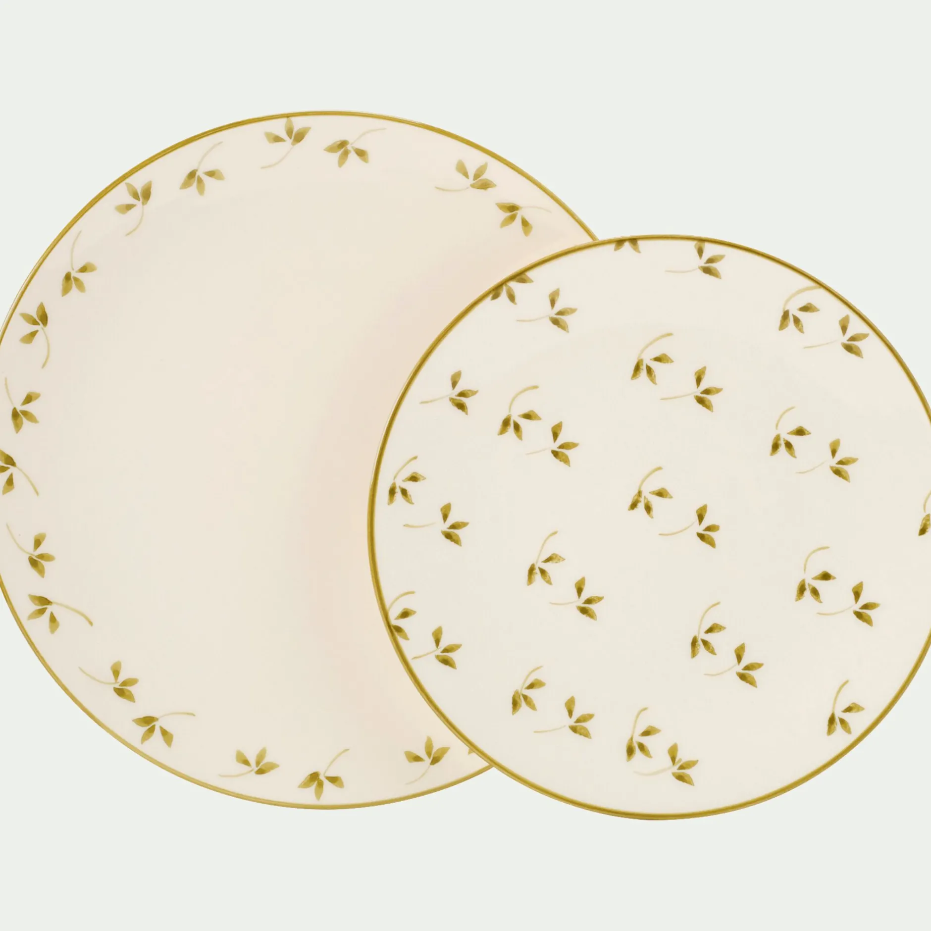 Assiette*alinea Assiette à dessert à motif floral vert en faïence D22cm - Blanc