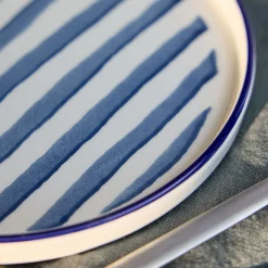 Assiette*alinea Assiette à dessert en céramique D20cm à rayures - Blanc