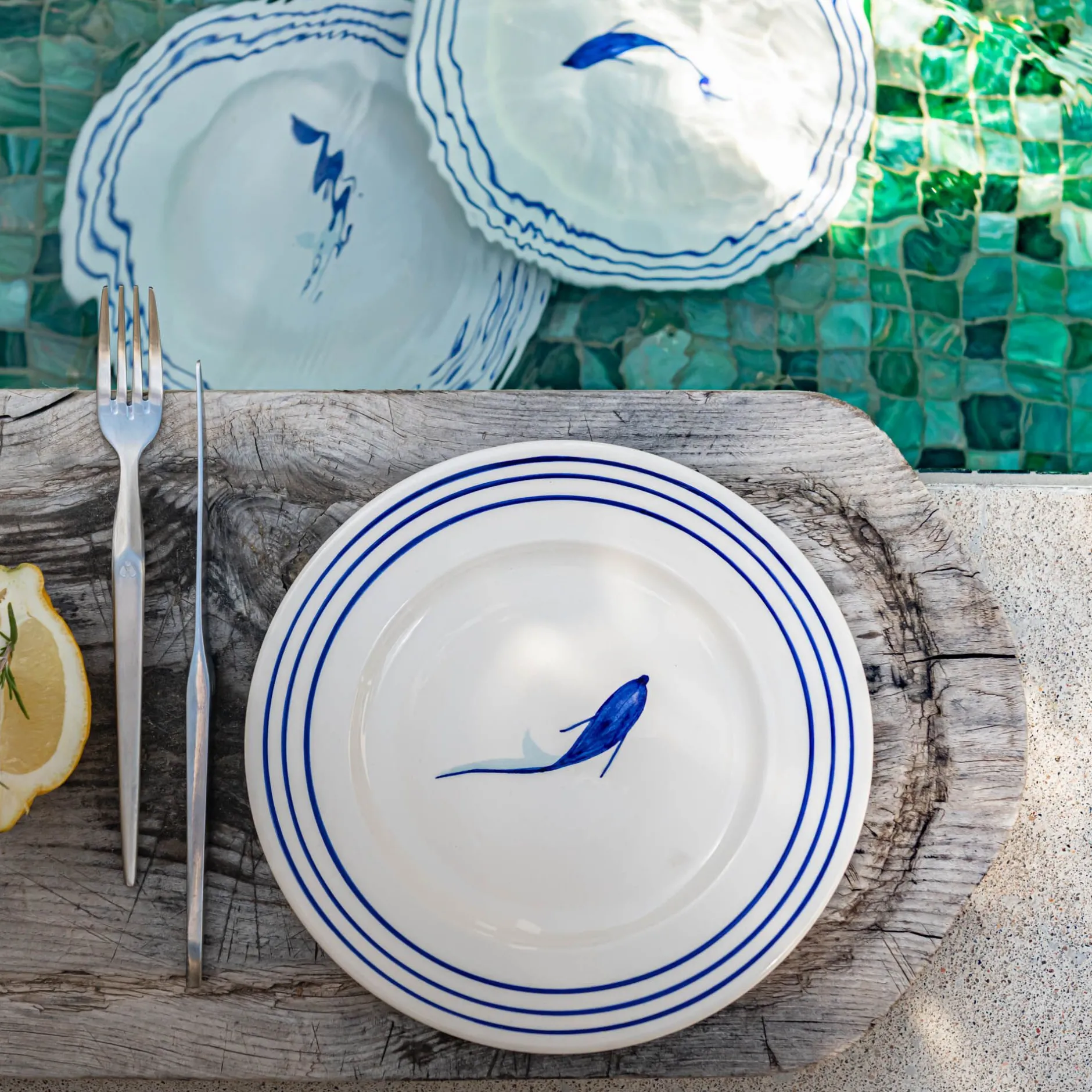 Assiette*alinea Assiette à dessert en faïence avec motif D22cm - Blanc