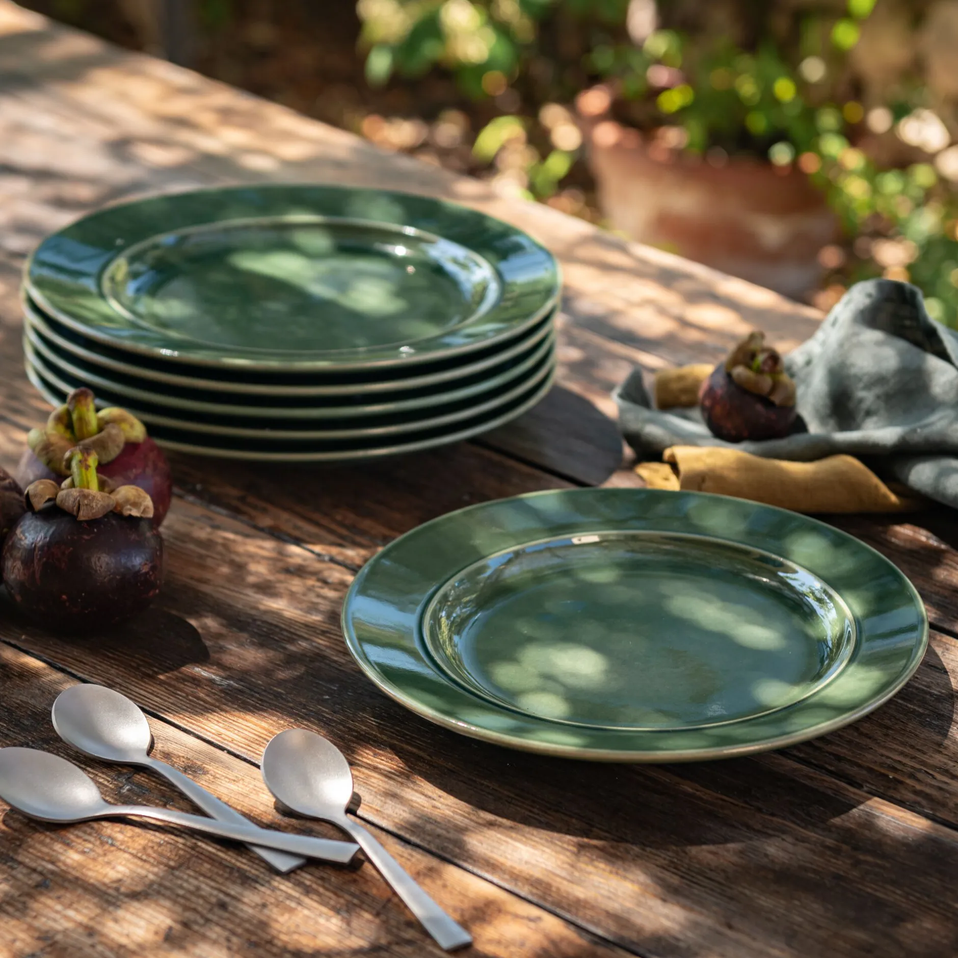 Assiette*alinea Assiette à dessert en grès D24cm - avocado Vert