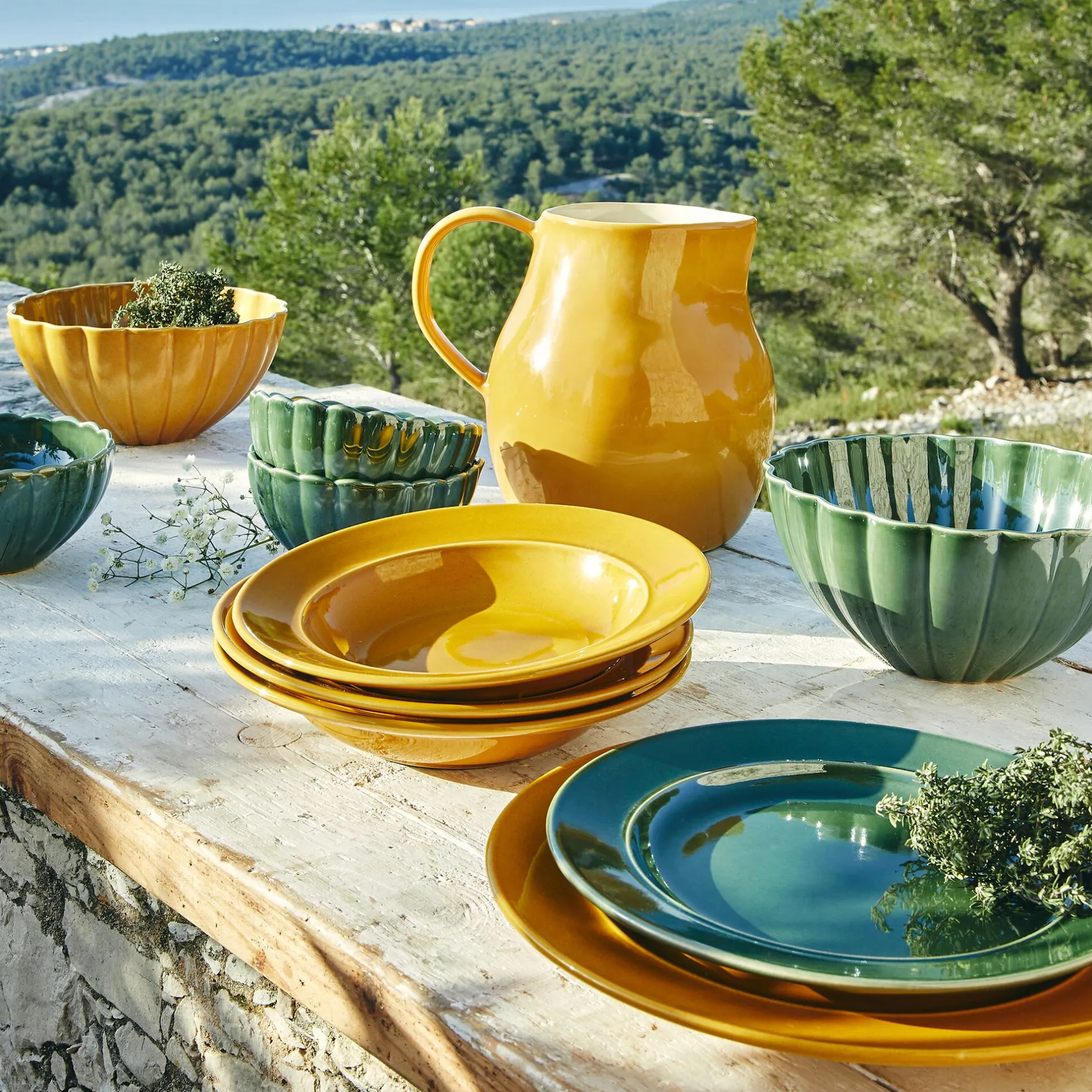 Assiette*alinea Assiette à dessert en grès D24cm - avocado Vert