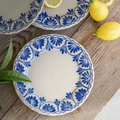 Assiette|Assiette De Noël*alinea Assiette à dessert en grès D22,5cm à motif floral - Bleu