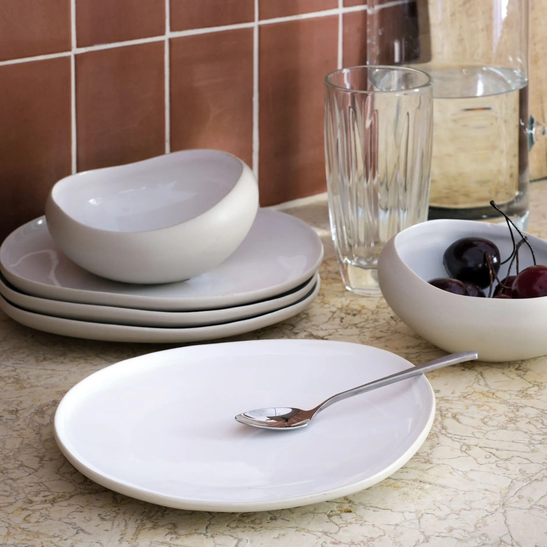 Assiette|Assiette De Noël*alinea Assiette à dessert en grès D21cm - Blanc ventoux