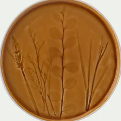 Assiette*alinea Assiette à dessert impressions végétales en grès D20cm - argan Jaune