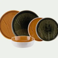 Assiette*alinea Assiette à dessert impressions végétales en grès D20cm - argan Jaune