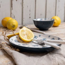 Assiette*alinea Assiette à dessert motif Amande en porcelaine D20cm - Blanc