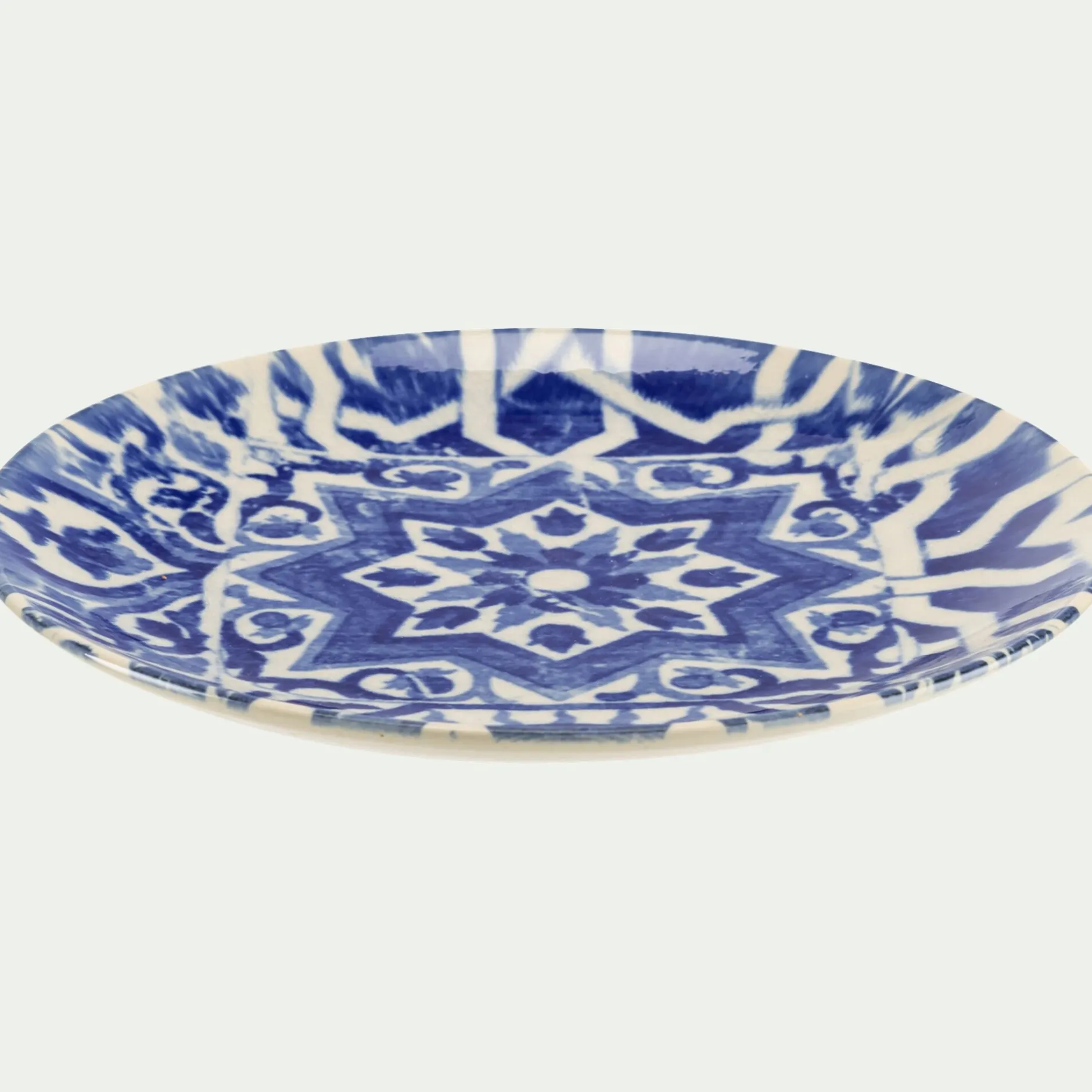 Assiette*alinea Assiette à dessert motif mandala en grès D21,6cm - Bleu