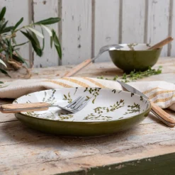 Assiette*alinea Assiette à dessert motif végétal en porcelaine D20cm - Vert