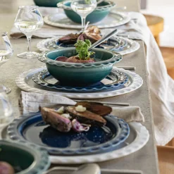 Assiette*alinea Assiette à dessert ondulée en grès D21cm - Bleu