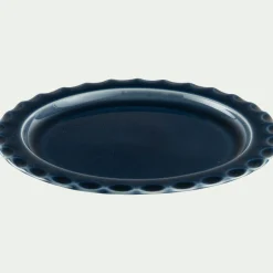 Assiette*alinea Assiette à dessert ondulée en grès D21cm - Bleu