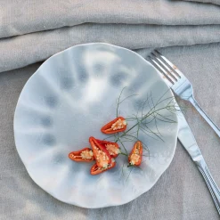 Assiette*alinea Assiette à dessert ondulée en grès D21cm - Bleu