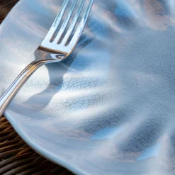 Assiette*alinea Assiette à dessert ondulée en grès D21cm - Bleu