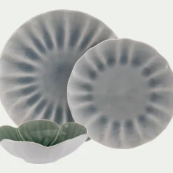 Assiette*alinea Assiette à dessert ondulée en grès D21cm - Bleu