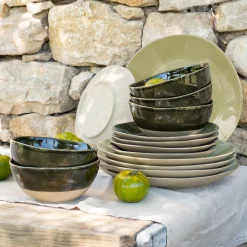 Assiette*alinea Assiette à dessert organique en grès D21cm - cèdre Vert