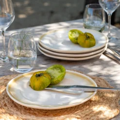 Assiette*alinea Assiette à dessert peinte en grès D21,5cm - Blanc