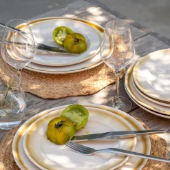 Assiette*alinea Assiette à dessert peinte en grès D21,5cm - Blanc