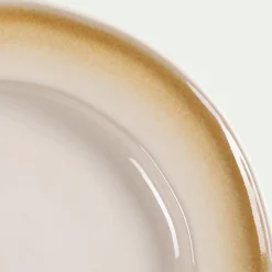 Assiette*alinea Assiette à dessert peinte en grès D21,5cm - Blanc