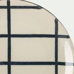 Assiette*alinea Assiette à dessert rayée en grès D21,6cm - Blanc