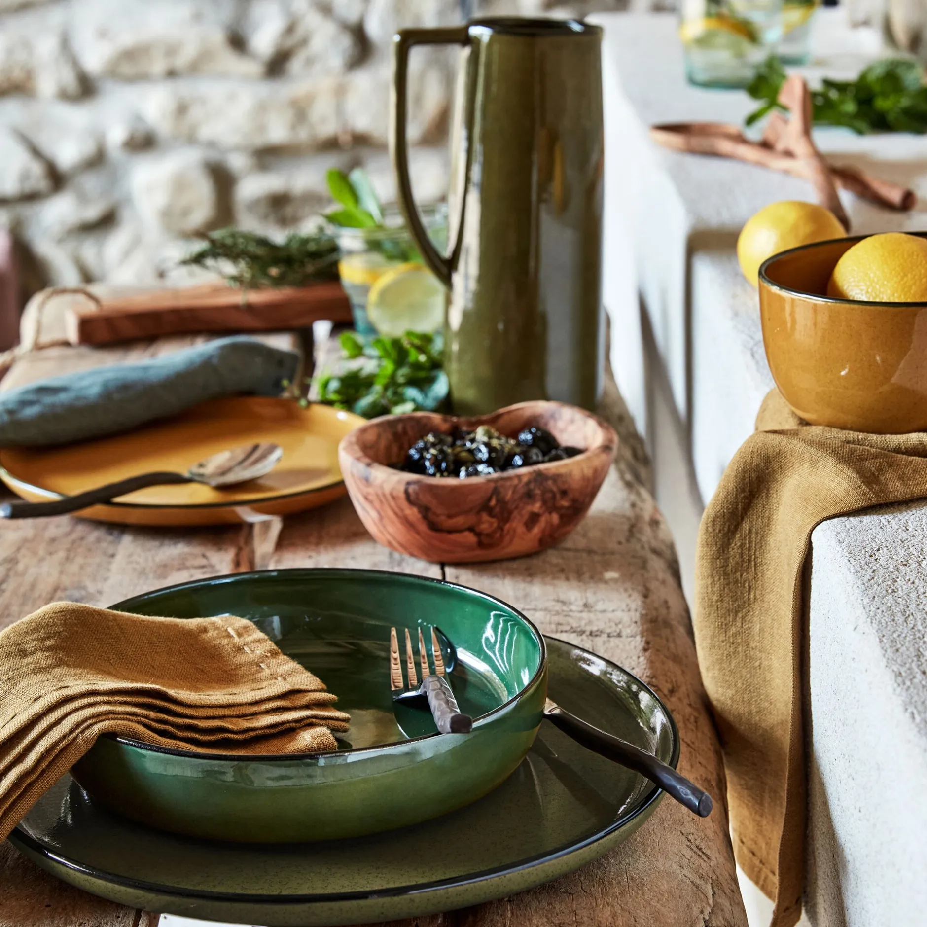 Assiette*alinea Assiette creuse en grès D20cm - avocado Vert