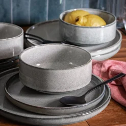 Assiette*alinea Assiette creuse en grès émail réactif D15,5cm - clair Gris