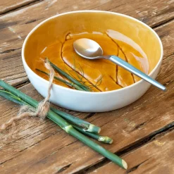 Assiette*alinea Assiette creuse impressions végétales en grès D19,5cm - argan Jaune