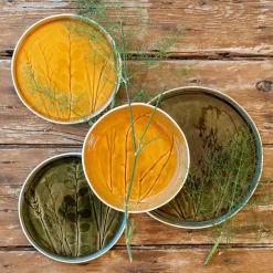 Assiette*alinea Assiette creuse impressions végétales en grès D19,5cm - argan Jaune