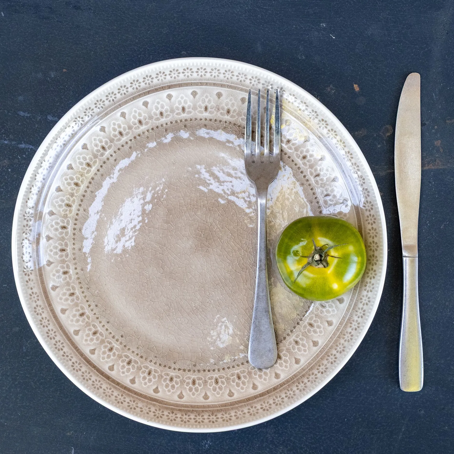 Assiette*alinea Assiette plate à motifs en grès D26,6cm - alpilles Beige