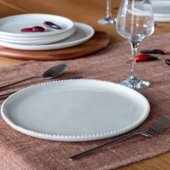 Assiette*alinea Assiette plate avec liseré perlé en porcelaine D27,60cm - ventoux Blanc