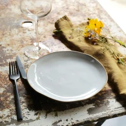 Assiette*alinea Assiette plate bicolore en grès recyclé D28cm - Blanc